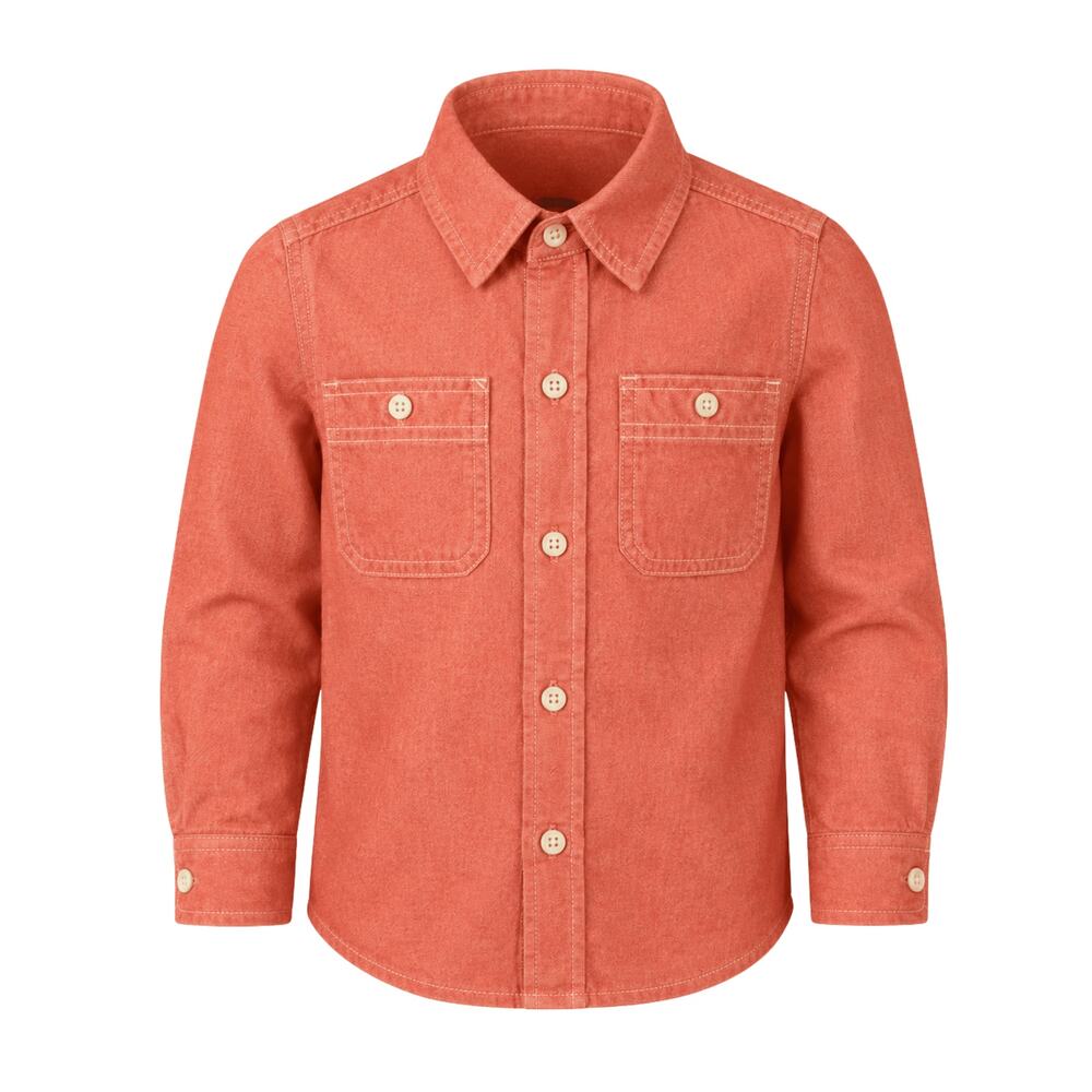 OshKosh Boys Sz 6 Red Orange Button Down Long Sleeve Shirt Casual Collared Solid